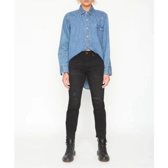 Free People Denim - Free People x Sandrin Rose black distressed skinny jeans denim